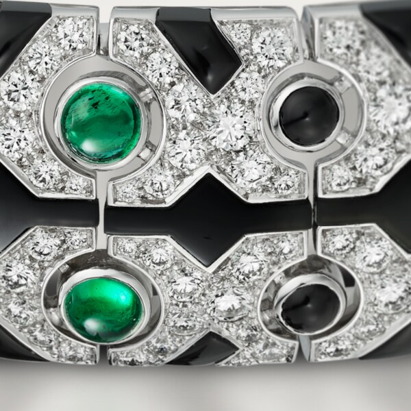 [Sur]naturel bracelet White gold, emeralds, onyx, diamonds